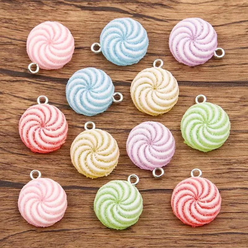 10pcs 16*20mm Simulated Colorful Circle Frosted Candy Resin Charms Accessories Pendants Handmade  Jewelry DIY Earring Necklace