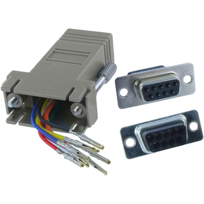 Adaptador Modular DB9 a RJ45, adaptador Ethernet DB9 a RJ45 hembra fácil de usar, 10 Uds.