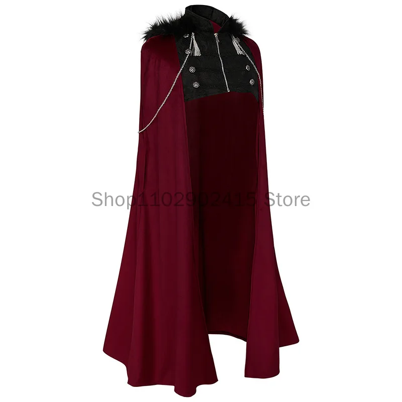 Ropa Medieval Steampunk victoriana para hombre, abrigos, camisa plisada, capa con capucha, disfraz de Cosplay para actuación en escenario, moda