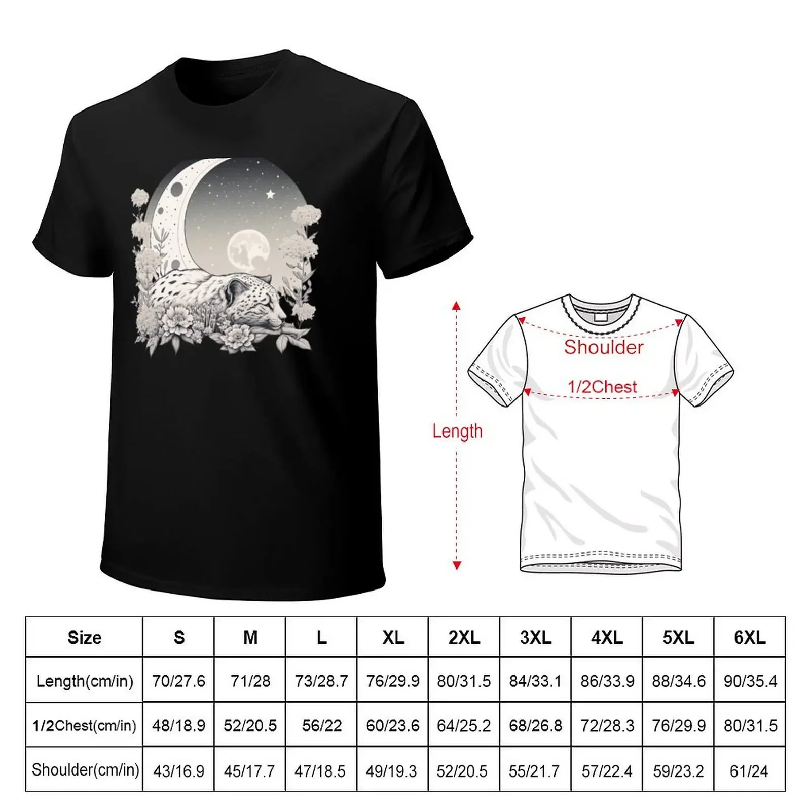 Moonlight snow leopard T-Shirt anime cute tops tops plain t shirts men