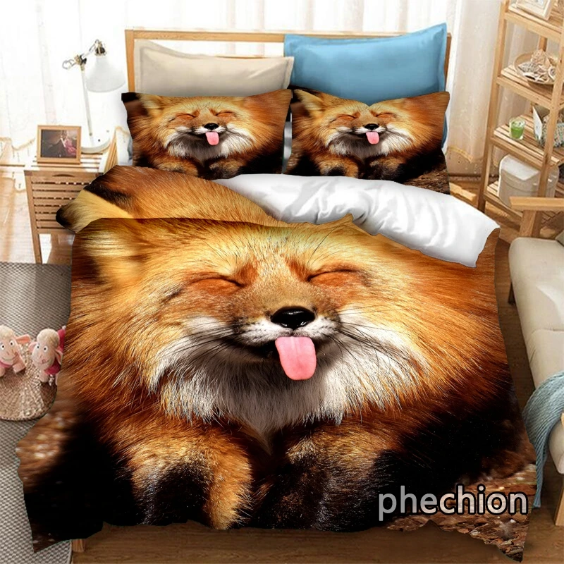 phechion Animal Fox 3D Print Bedding Set Duvet Covers Pillowcases One Piece Comforter Bedding Sets Bedclothes Bed Linen K205