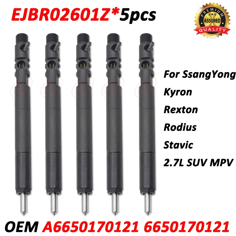 

5pcs Diesel Injector EJBR02601Z OEM A6650170121 For SsangYong Kyron Rexton Rodius Stavic 2.7L SUV MPV Nozzle 6650170121 R02601Z