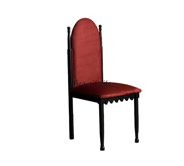 

Retro French Soft Bag Dining Chair Household Restaurant Study Solid Wood Light Luxury High Sense High-Back Chair