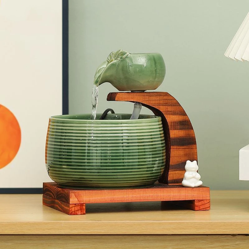 

Керамический фонтан для кошек, домашний декор, поилка в стиле дзен для кошек, настольный водопад, поилка для собак, диспенсер, пейзажный фонтан для домашних животных