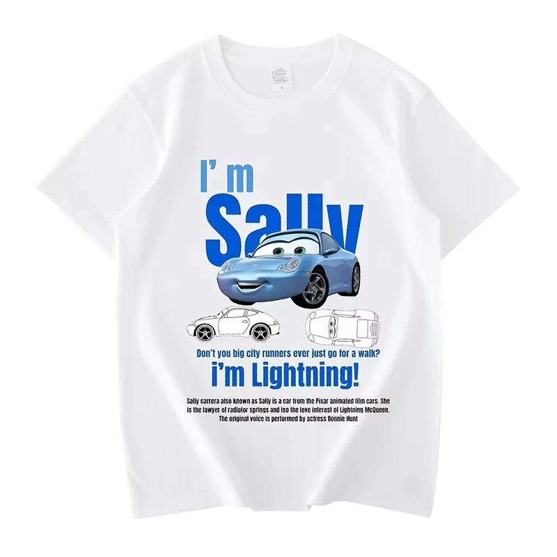 Disney Cars Lightning McQueen Stampa Abbigliamento moda Anime T-shirt casual Donna Uomo T-shirt manica corta allentata in cotone taglie forti