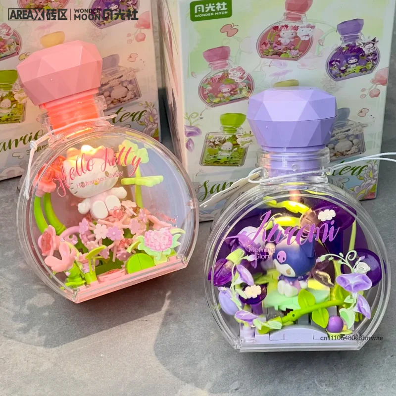 

Набор конструкторов AREA-X Sanrio Series Flower Love Elf: парфюмерные блоки-фигурки Hello Kitty и My Melody, сборные игрушки-украшения, подарок