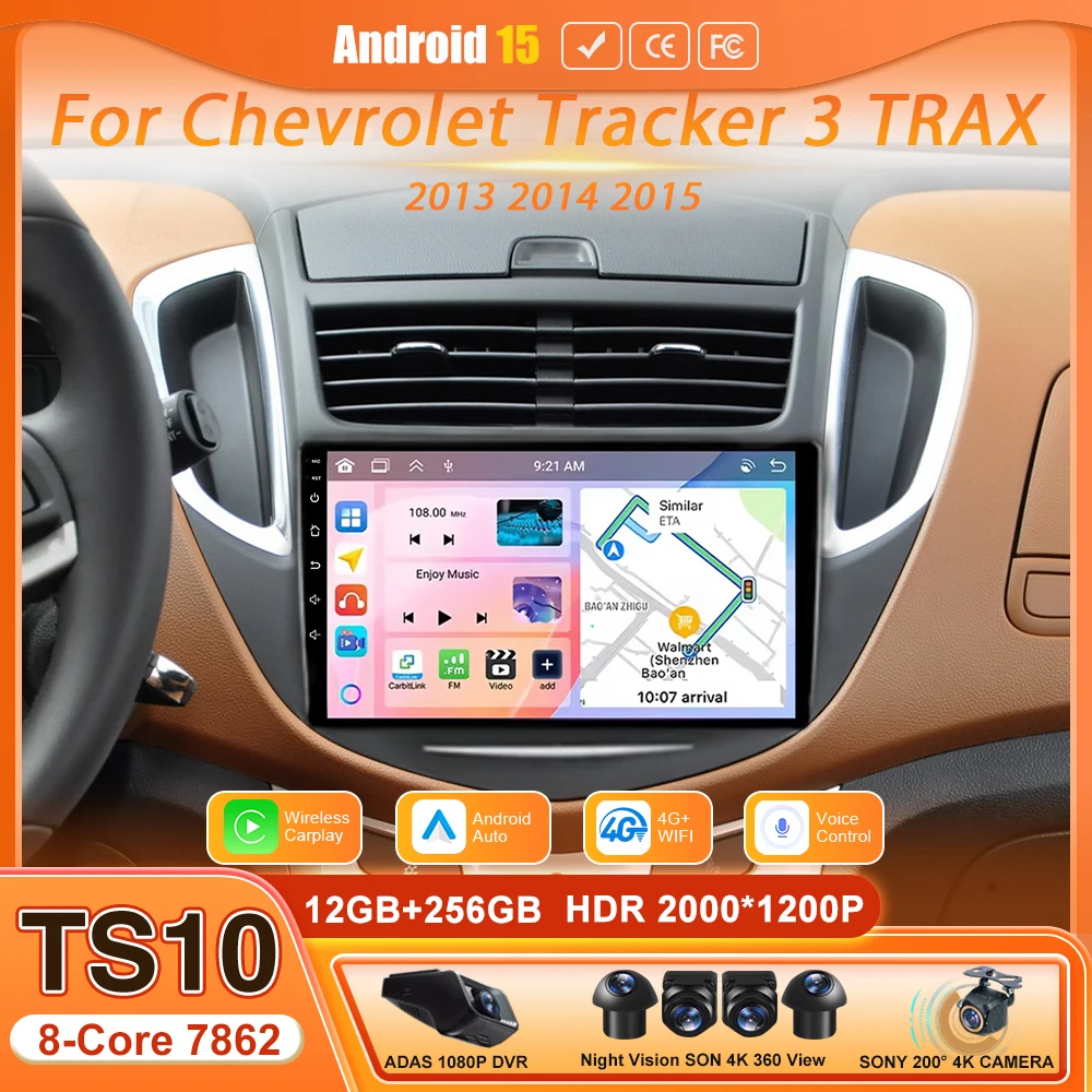 Radio para Auto Android 16 con 4G+WiFi, Carplay, Multimedia, Video, Estéreo, DSP, GPS, Navegación para Chevrolet Tracker 3 TRAX 2013 2014 2015