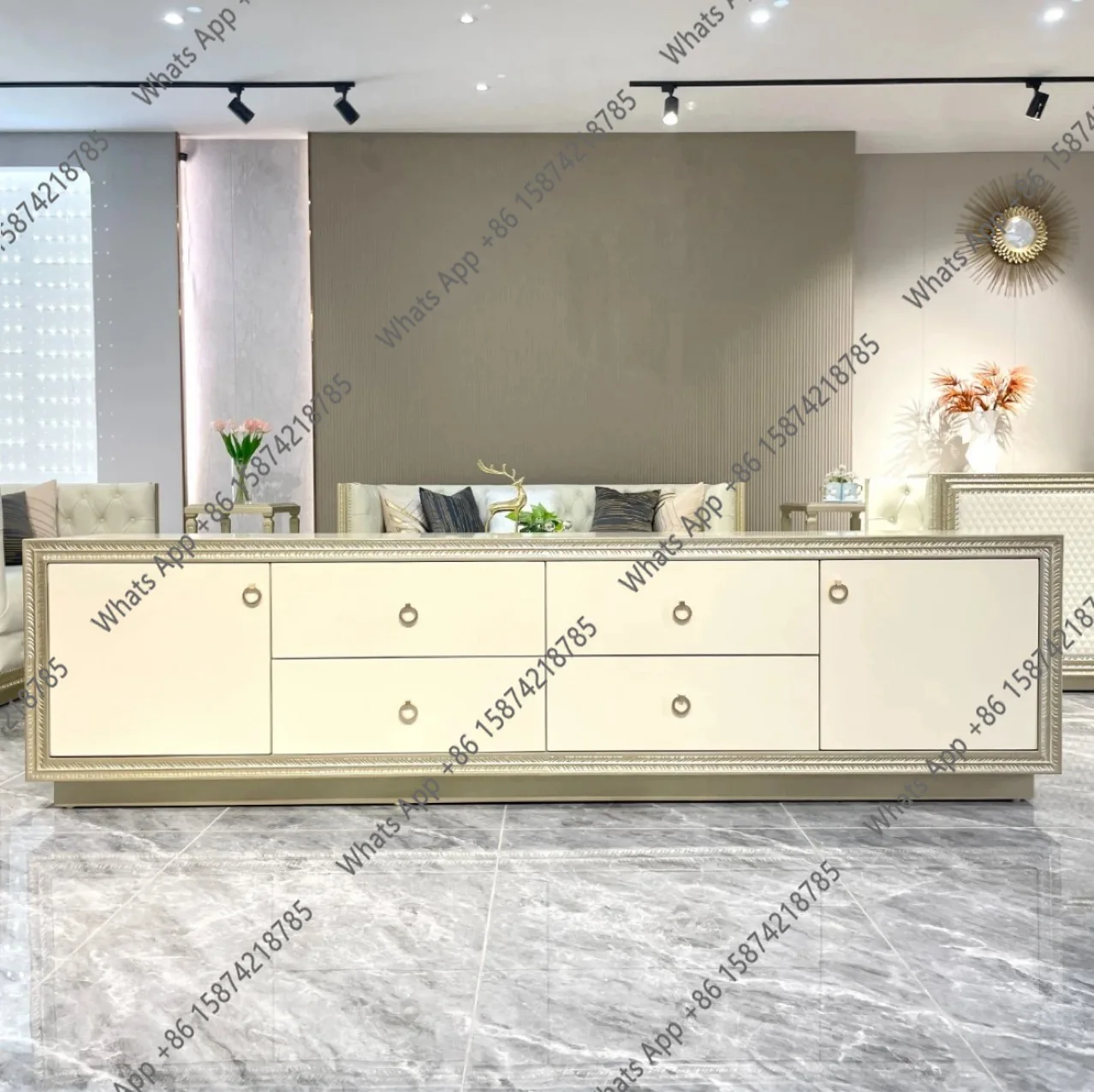 

American modern light luxury TV cabinet villa home living room luxury floor cabinet large storage