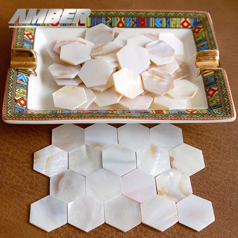 25pcs Mother of Pearl Mosaic Tiles Natural Shell Tiles hexagon Mosaic Pieces for Home Decoration Crafts Round Square arte