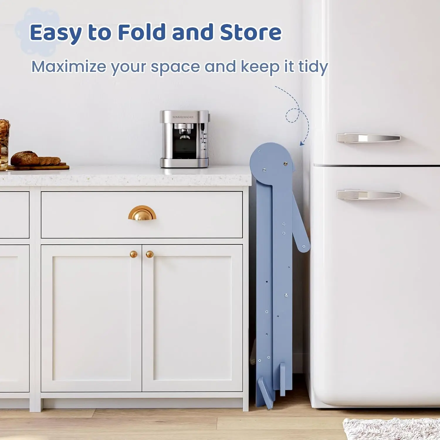 Kitchen Tower, Height Adjustable Standing Tower for Toddlers Learning New Skills, Wooden Kids Kitchen Stool Helper with Safety R