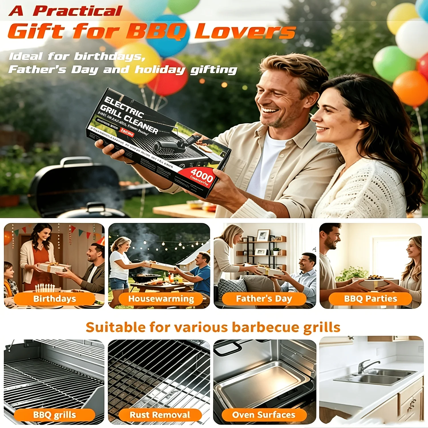 Electric BBQ Brush, Heavy-duty High-torque Electric Grill Cleaning Brush, 3 Adjustable Speed Modes, 44.09LB Max Torque Reinforced Steel Bristle BBQ Brush
