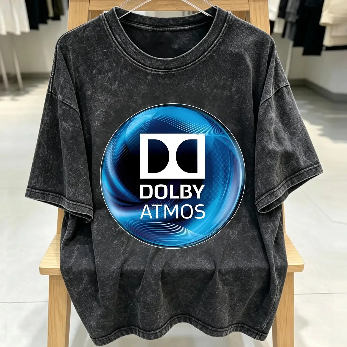 washed T Shirt Unusual Exclusive Dolby Atmos Logo Men's Black Funny Size S to 5XL vintage Washed Top For Everyday Wear
