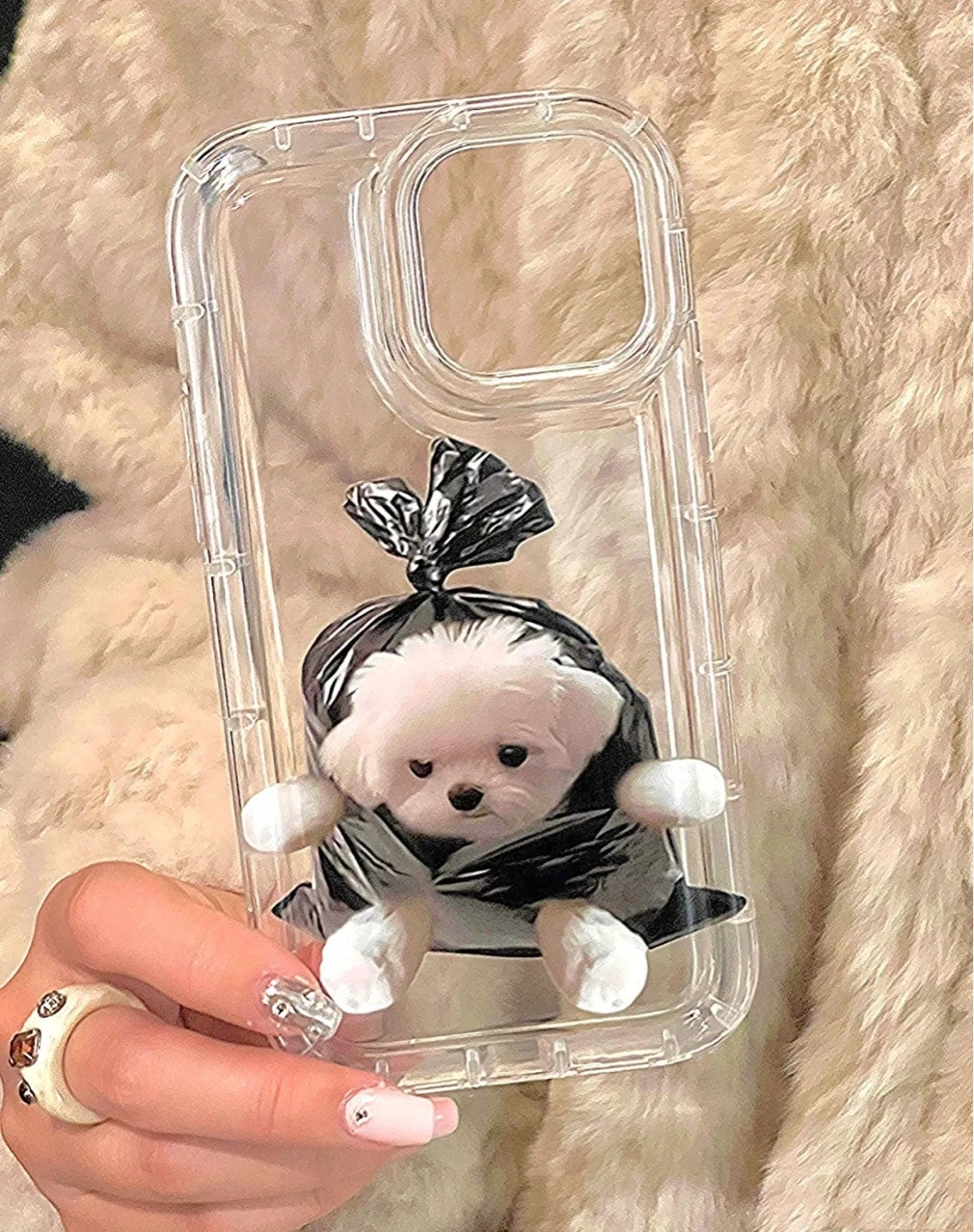 Korean Cartoon Cute Dog Phone Case For iPhone 14 13 11 12 Pro Max 7 8 Plus X XR XS Soft TPU Transparent Aesthetic Back Cover