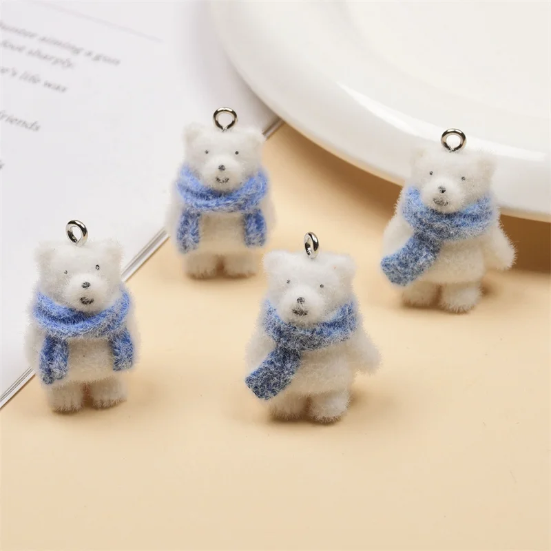 

Free shipping 30pcs/lot color Flocking effect animals cartoon bears shape resin dolls beads diy jewelry garment accessory