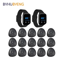 BYHUBYENG Restaurant Pager System Waterproof Waiter Watch Receiver + Wireless Call Button For Food truck Fitness Club Cafe Bar