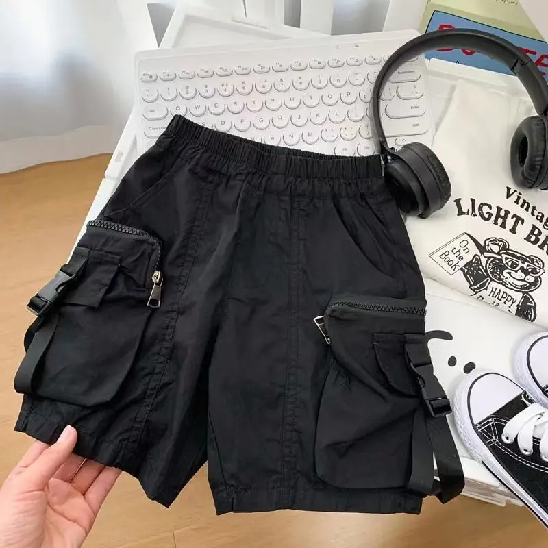 

boys girls summer shorts baby children Korean kids clothes pockets cargo pants cotton toddler black hip hop 2 to 10 years