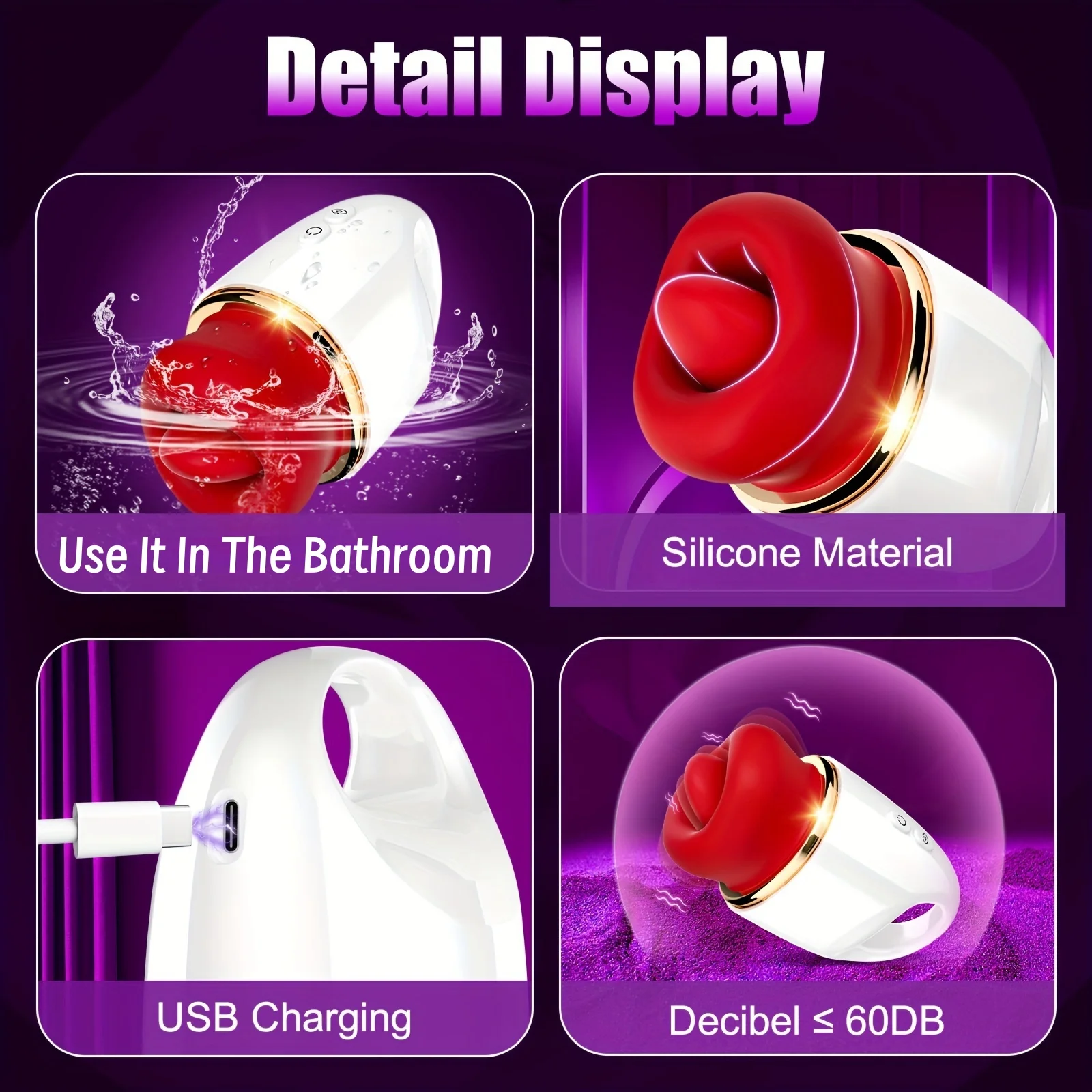 جهاز استمناء لعق اللسان الأنثوي، أرجوحة اهتزاز 10 ترددات، قرصة ووضع مص قوي بتردد واحد #6