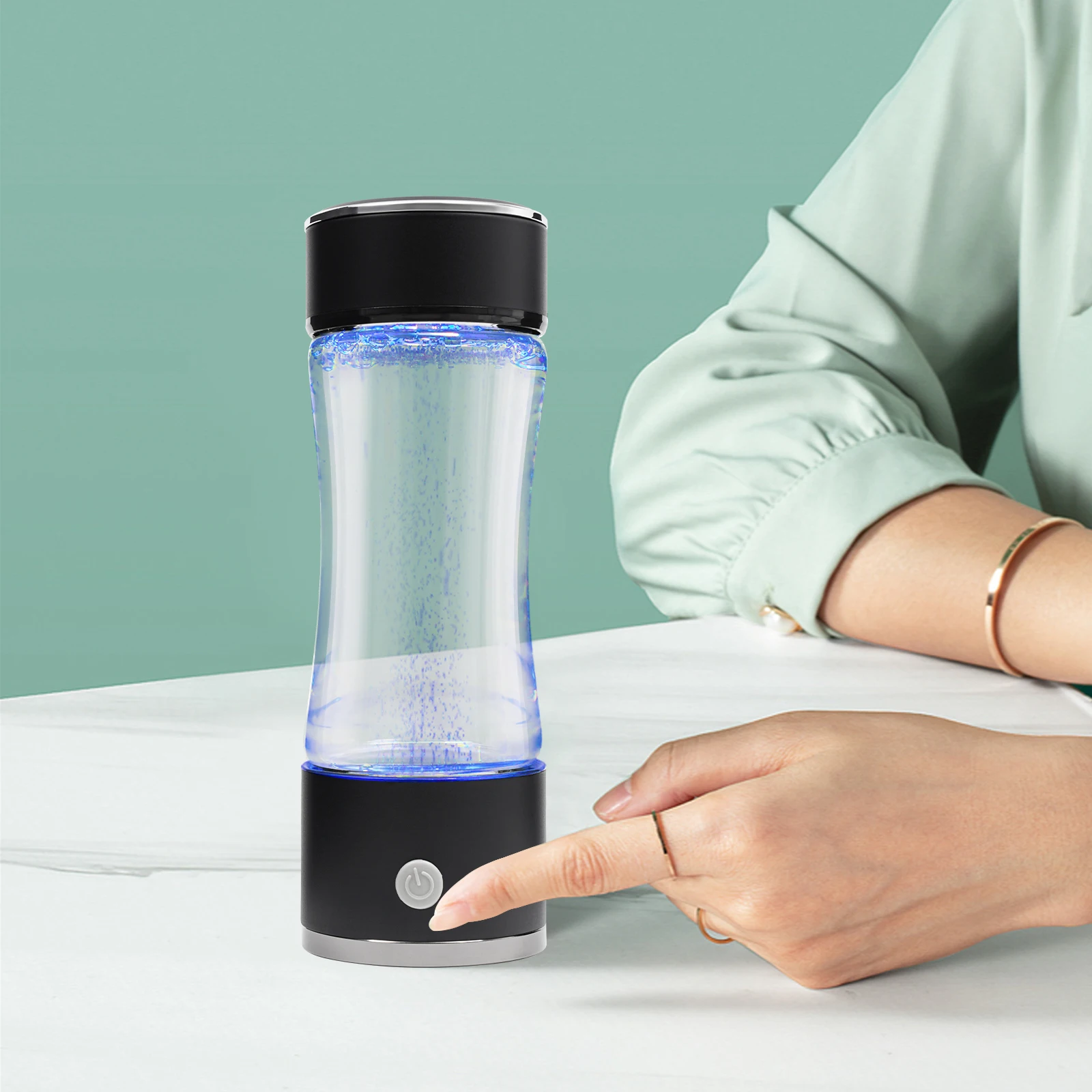 

Черная бутылка с генератором воды с водородом, 380 мл, бутылка с водородной водой из нержавеющей стали для домашнего офиса, кемпинга