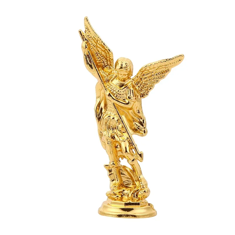 Estatuilla cristiana de San Miguel, estatuas del guardián de Satán derrota del Arcángel, Ctafts de aleación de Zinc para el hogar, habitación, mesa y escritorio