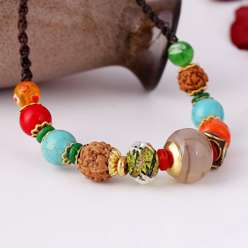 

Vintage Bead Necklace Ethnic Style Braided Pendant Collarbone Chain Jewelry For Party Daily Wear Stylish Clavicle Bone Accessory