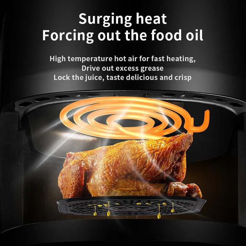 220V Air Fryer 8L Family Size Nonstick Digital Air Fryer Oven Large Capacity Multifunctional Home Visual Electric Fryer