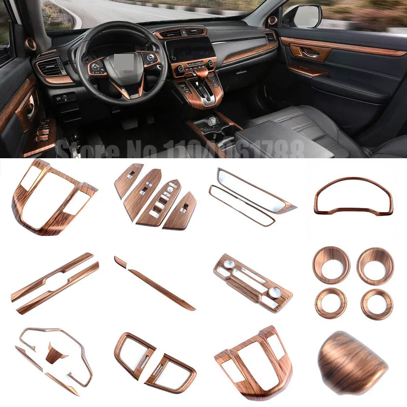 

Peach Wooden Interior Decoration Fit for Honda CRV 2017 2018 2019 2020 2021 Center Console Line Gear Shift Trim