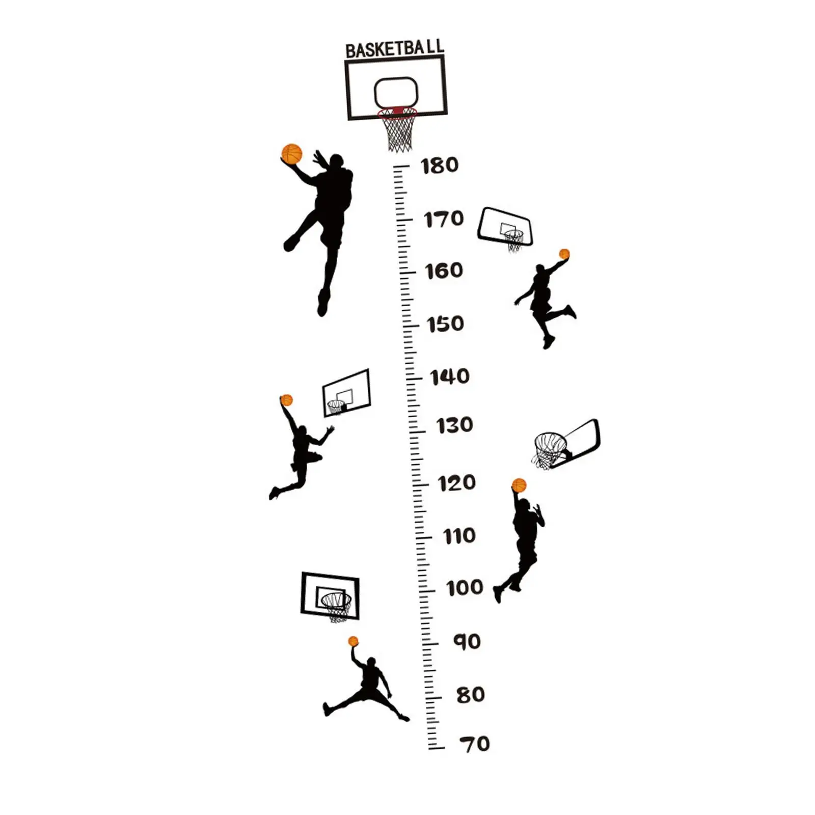 Creative Height Chart Wall Sticker with Growth Ruler Sport Theme DIY Wall Decal for Kids Bedroom Living Room Decor
