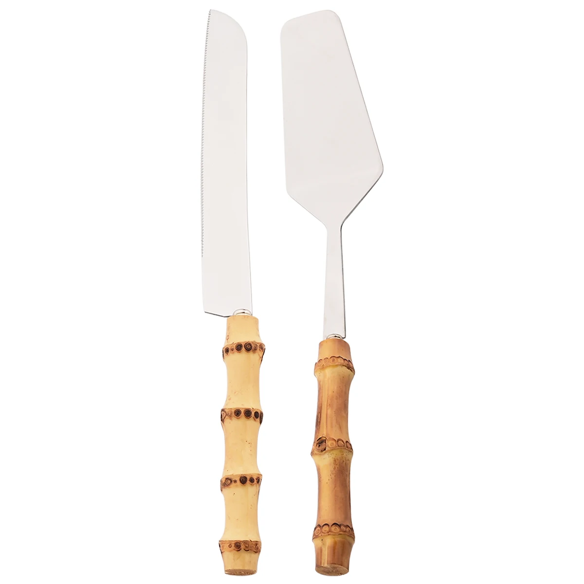 1/2pcs Bamboo Handle Dinnerware Set Mirror Stainless Steel Flatware Cake Knife Shovel Service Cutlery Set Kitchen Tableware