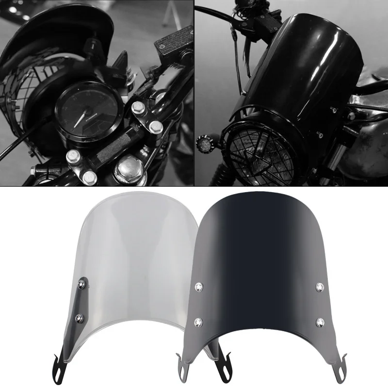 

5"-7" Round Headlight Windshield Wind Screen Deflector Visor Universal For Motorcycle