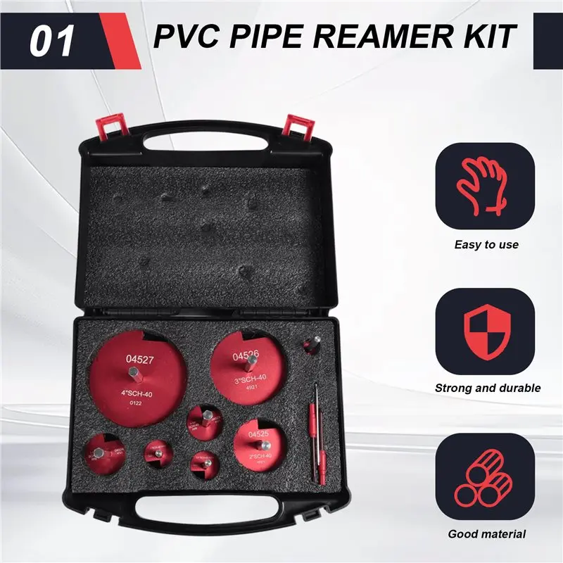 AEE4-8Pcs PVC Pipe Reamer Kit , PVC Fitting Saver, PVC Socket Saver, Fit For Standard 1/2Inch Drill PVC Pipe Reamer Tool