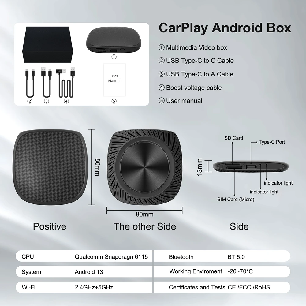 Ai Smart Box 4G 64G Wireless Carplay13 Cpu 6115 Auto Youtobe Netflix Multimedia Box Car