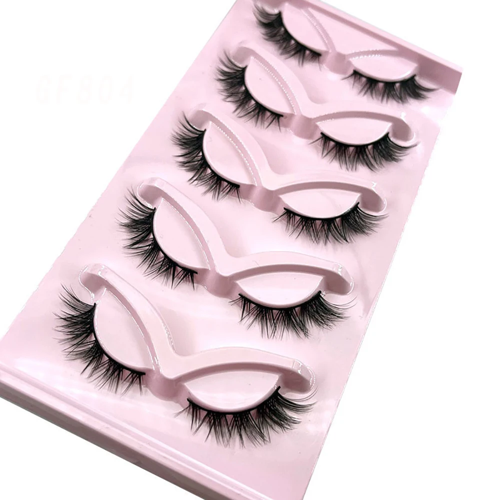 5 par czarnych łodyg, grube lis, skośne i latające lisie oczy, naturalny styl i sztuczne rzęsy