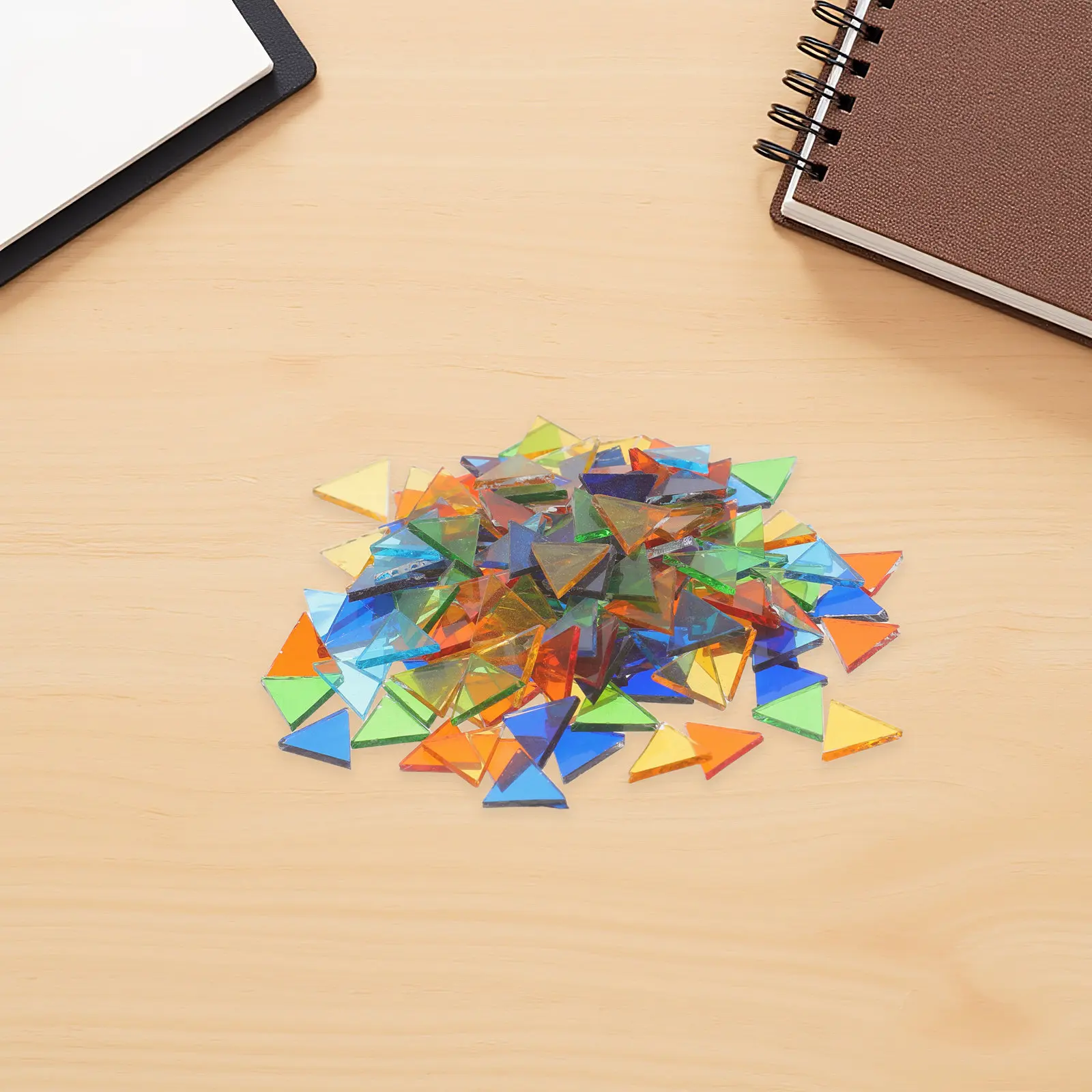 764Pcs Mosaic Glass Pieces Triangle Shaped Beveled Colorful Craft Tiles for DIY Stained Glass Projects Wall Decor Home