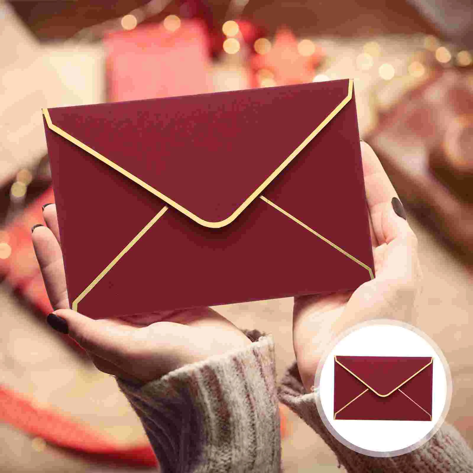 50 Pcs Cards Envelope Compact Wedding Envelopes Small Portable Invitation Red
