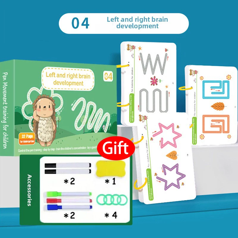 Tracing Workbook Set Pen Control Copybook Training Erasable Magical Cards Training Exercises Puzzle Early Education Book