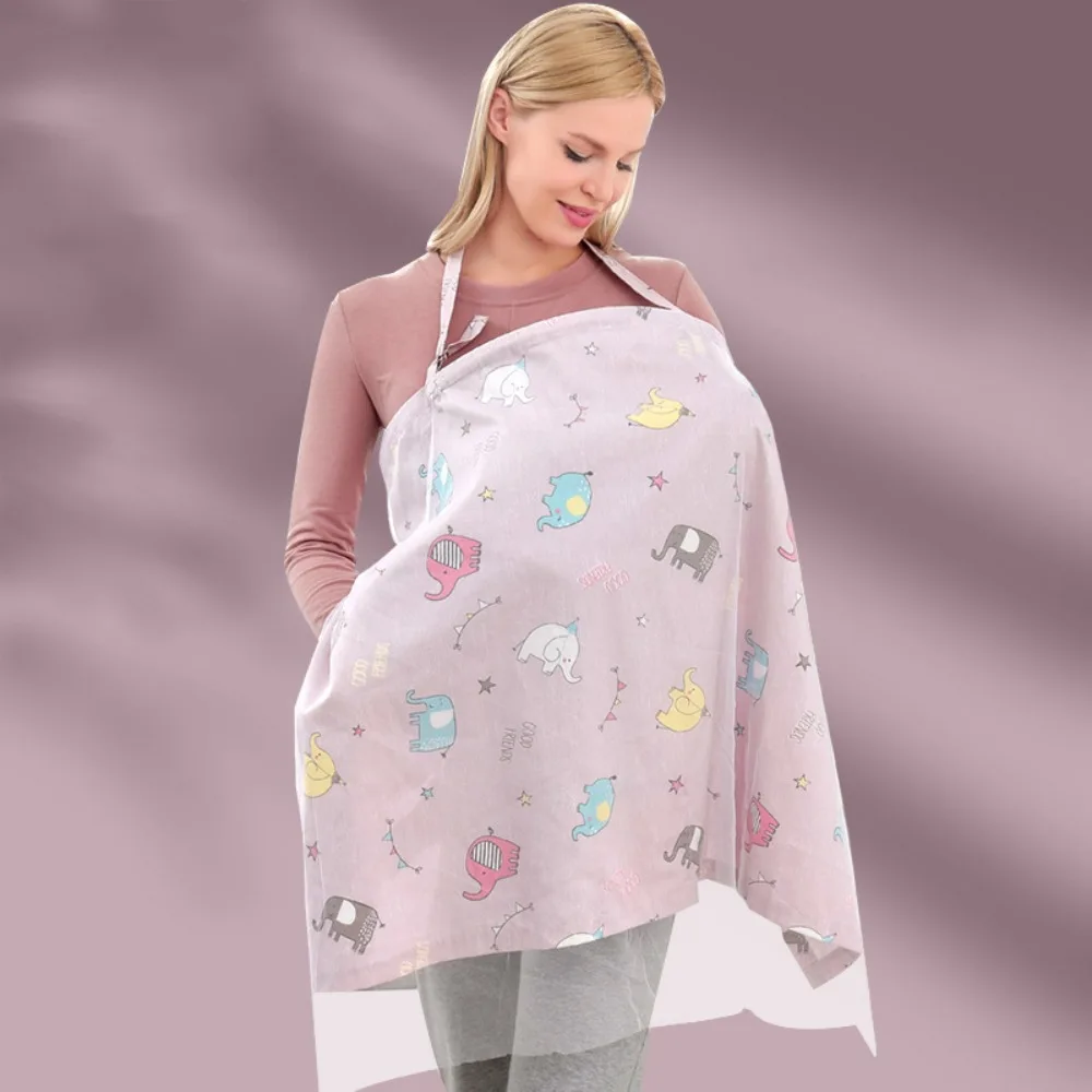 

Portable Multifunction Outdoor Nursing Covers Breathable Lightweight Nursing Towel Cartoon with Mesh Prevent Exposure Cloak