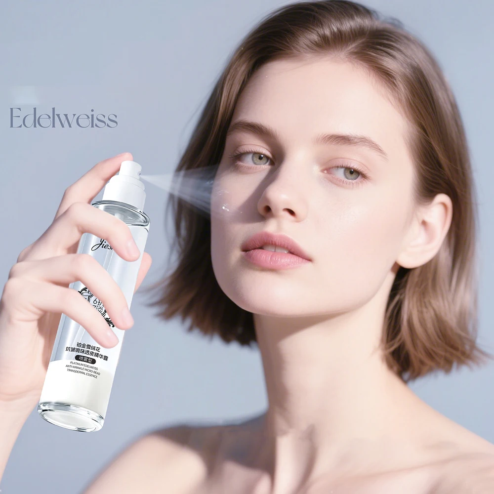 Platinum Edelweiss Anti Wrinkle Bead Transdermal Essence Spray Refreshing Moisturizing Face Serum Delicate Skincare Rejuvenation