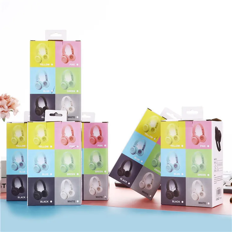 Auriculares Macaron para niños, inalámbricos por Bluetooth, diadema estéreo, auriculares para juegos con micrófono, regalo para chica para tableta móvil