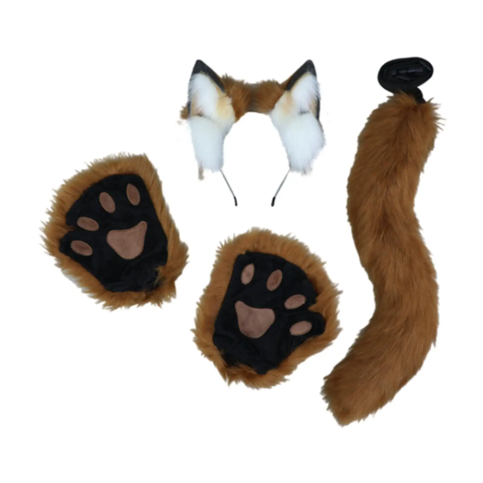 

Costume Cosplay Faux Fur Ears and Tail Set for Birthday Animal Themed Party