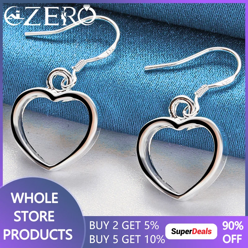 

ALIZERO 925 Sterling Silver Heart Earrings For Women Drop Earring Lady Wedding Engagement Fashion Party Jewelry Gifts