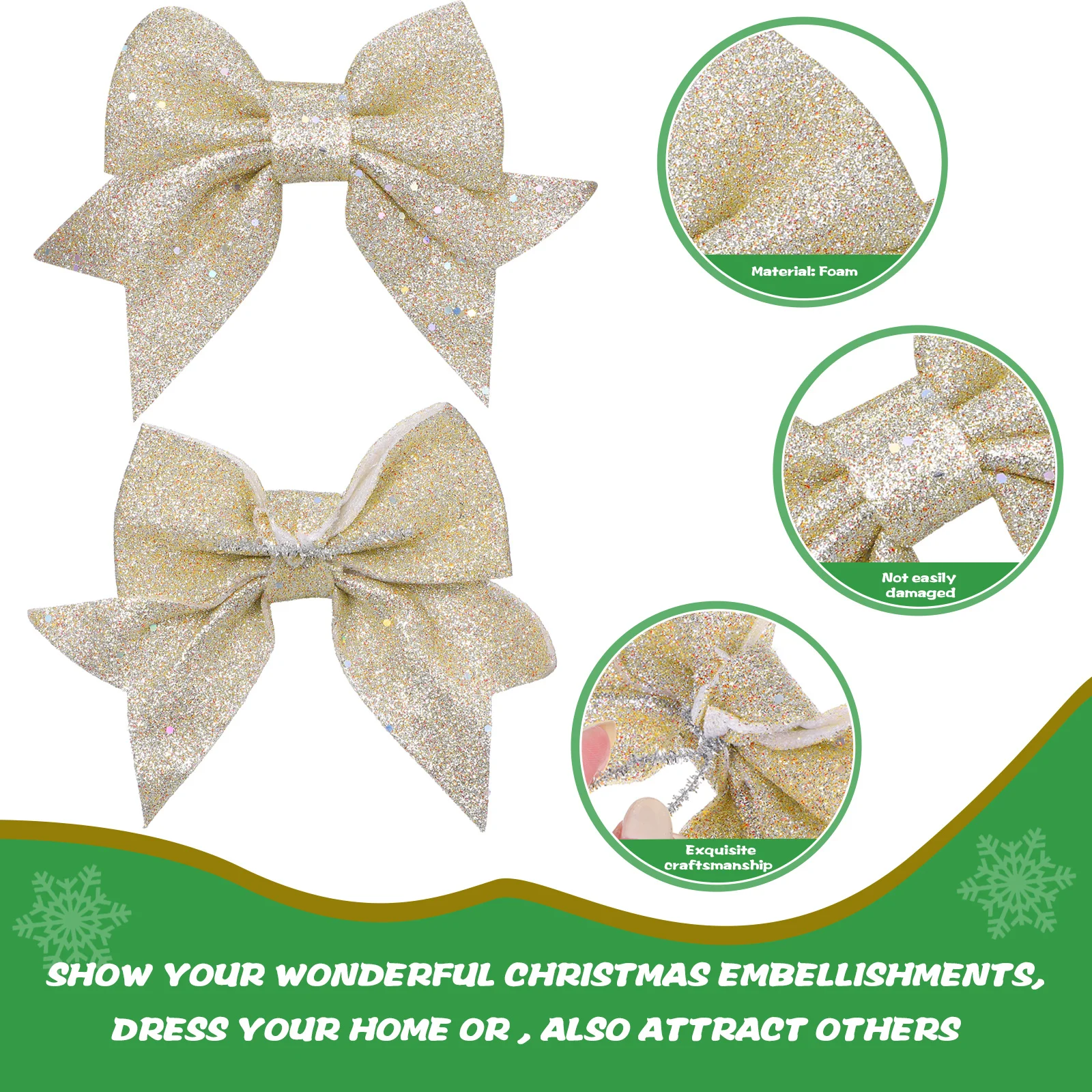 6 قطعة شجرة عيد الميلاد القوس الحلي حساسة زينة عيد الميلاد المعلقات المعلقة لقضاء عطلة حفل زفاف ديكور المنزل #2