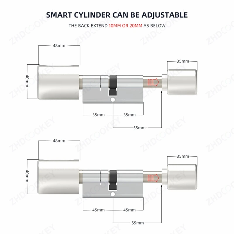 Inteligentny zamek Cylinder Tuya Bluetooth Europe biometryczny karta RFID linii papilarnych aplikacja klucz DIY regulowany rozmiar rdzenia elektroniczne zamki do drzwi