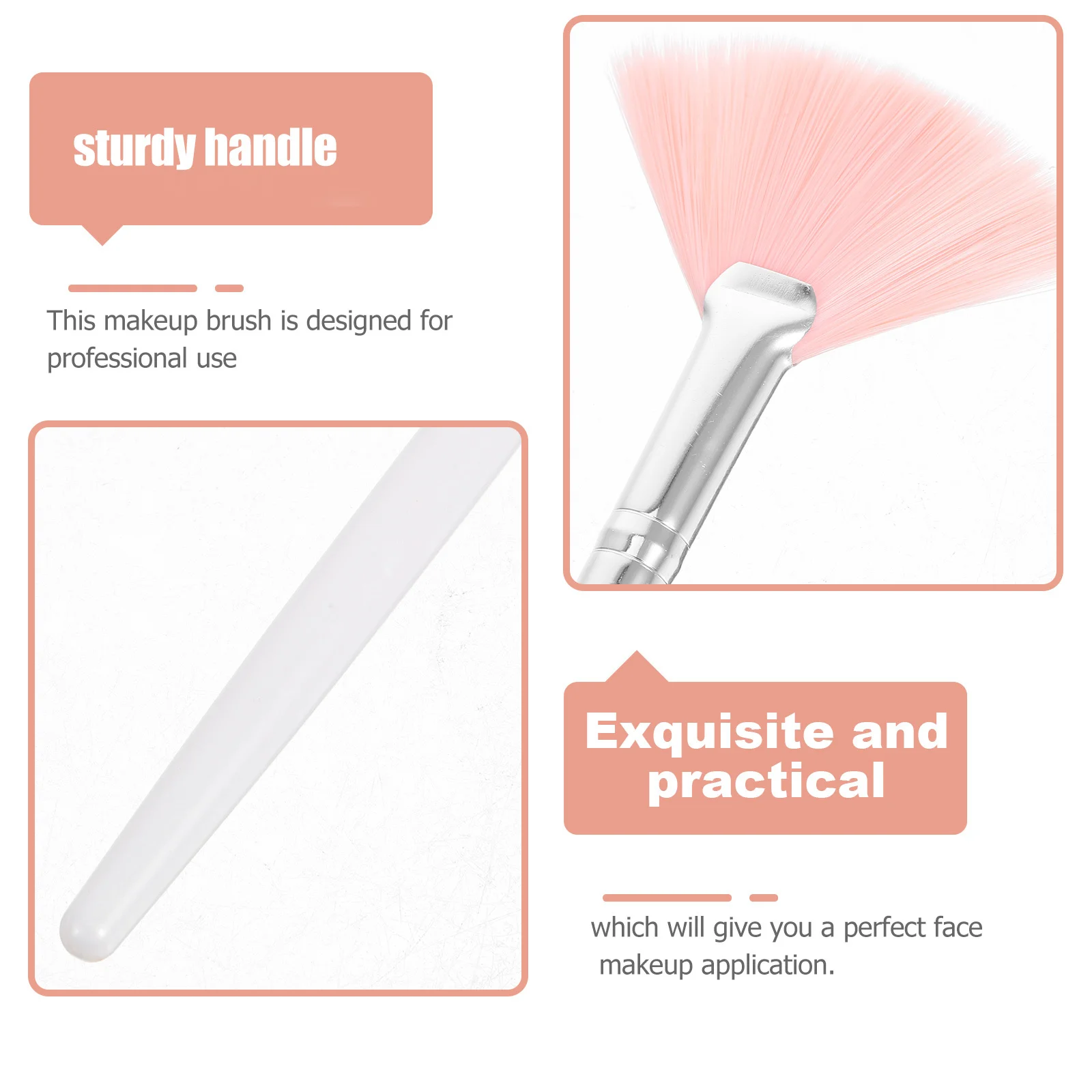 4Pcs Fan Face Makeup Brush Set Multi-Purpose Contour Blush Highlighting Powder Brush for Professional Facial Makeup