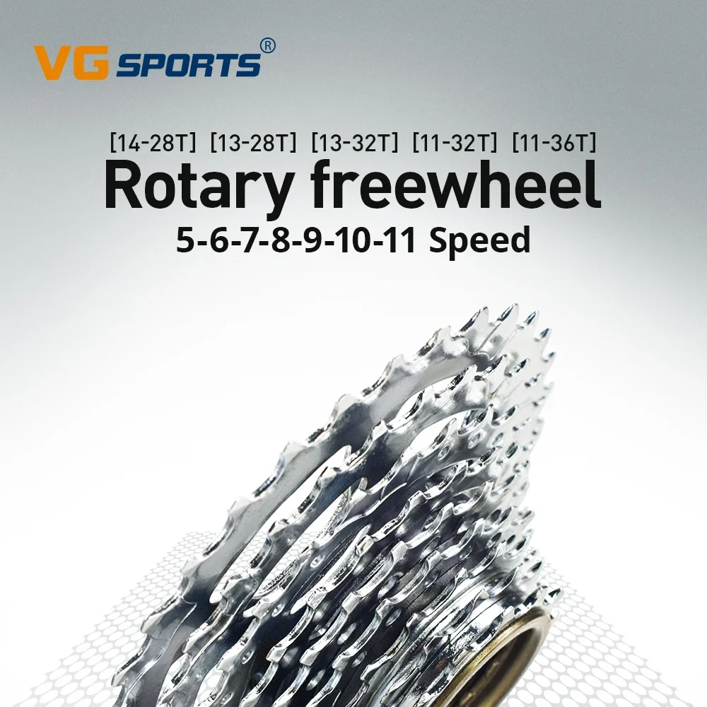 VG Sports Bike Sprocket 5/6/7/8/9/10/11 Speed Thread Freewheel 14-28T 13-28/32T 11-32/36T Cogs Compatible with rotary Hub