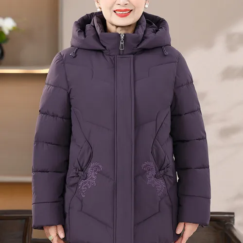 겨울 자켓 여성용 패션 루즈핏 단색 겨울 코트 여성용 다운 숏 스타일 70대 60대 두꺼운 패딩 재킷 패딩 코트 겨울 자켓  Best5