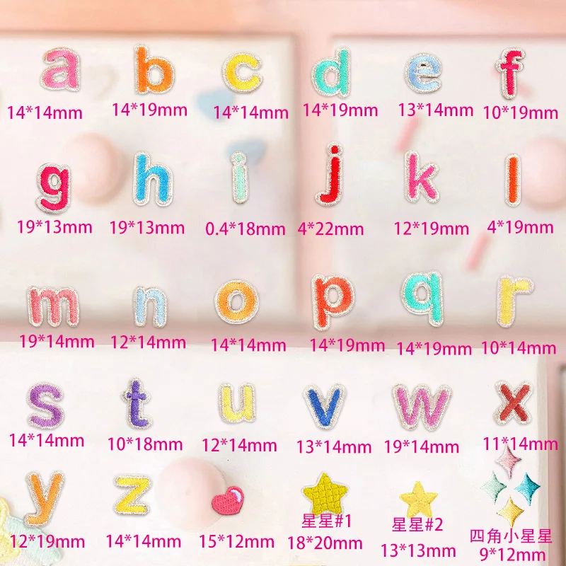 Small 26 English Letter Patches Iron On Applique for Clothes DIY Accessory Iron Patches for Caps Name DIY