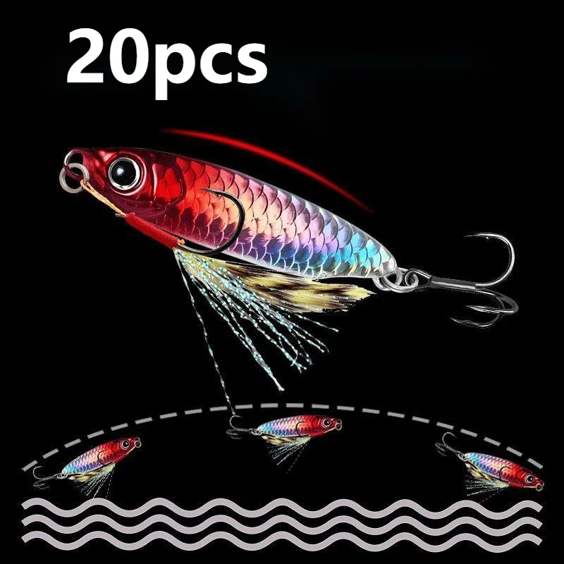 

20pcs 7g-25g Metal Jig Fishing Lure Biomimetic Scale Iron Plate Shore Casting Swimbait Fishhook Fishing Gear Artificial Bait