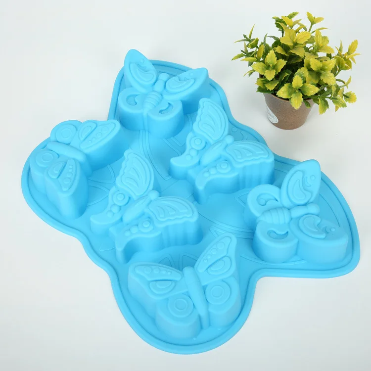 6 fori 3D insetto farfalla Silicone torta stampo da forno Cupcake Pan cioccolato Dessert sapone stampi Muffin tazze sapone fai da te forma