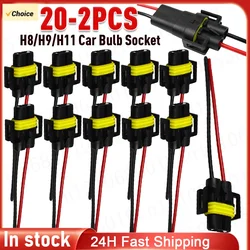 20-2PCS Car Light Bulb Socket Connector H8/H9/H11 Bulb Socket Female Adapter 12-24V H8/H9/H11 Headlights Lamp Sockets Adapter