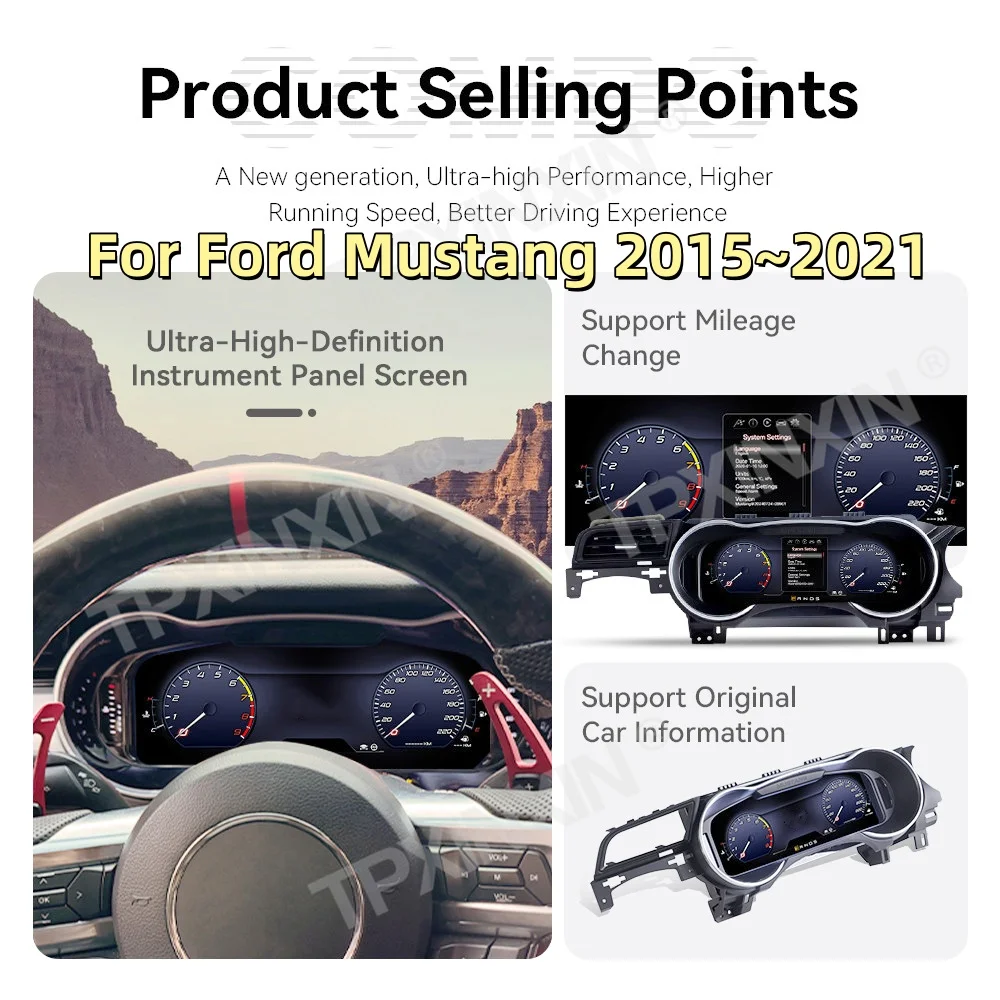 

No programming required For Ford Mustang 2015~2021 Digital Dash Panel Gauges Instrument Cockpit Speedometer Dashboard Cluster